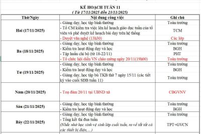 KẾ HOẠCH CHUYÊN MÔN TUẦN 11(Từ ngày 17/11/2025- 23/11/2025)